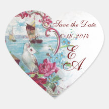 ROMANTICA MONOGRAM,Save the Date,white Sticker