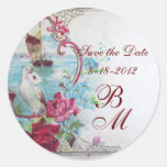 ROMANTICA MONOGRAM,Save the Date,white Round Stickers