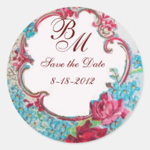 ROMANTICA MONOGRAM,Save the Date,white Stickers