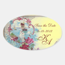 ROMANTICA MONOGRAM,Save the Date, Yellow Sticker