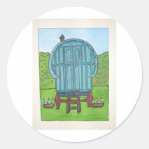 Romany caravan round stickers