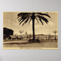 Rome Panorama with St Pater's Poster