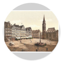 Romerberg and Nicholas Church, Frankfort on Main ( Round Stickers