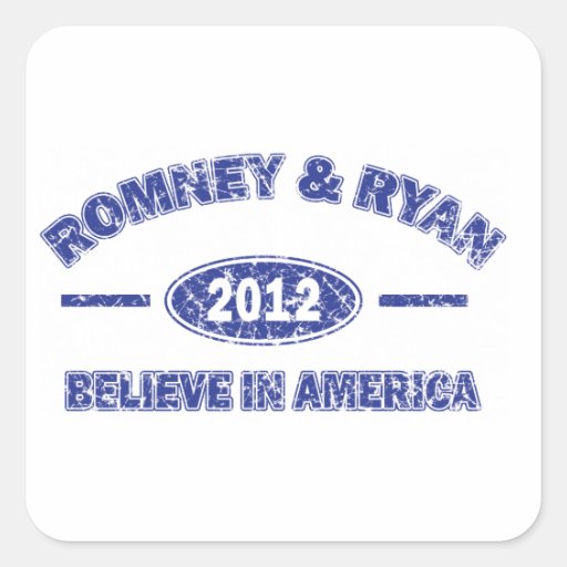 Romney and Ryan Believe in America Square Stickers