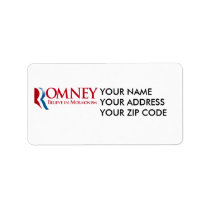 Romney - Believe in Mormonism labels