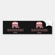 Romney/Ryan 2012, Pink and Black Elephant Bumper Sticker