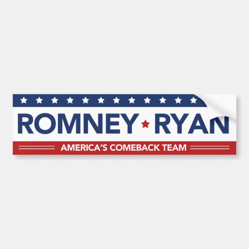 Romney Ryan Americas Comeback Team Bumper Sticker