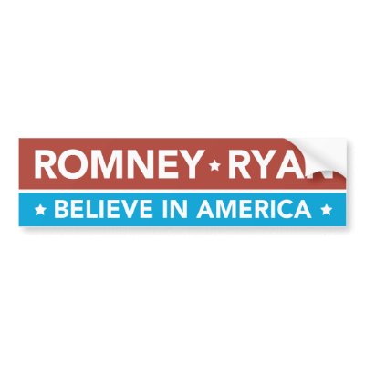 Romney Ryan Believe In America Bumper Sticker