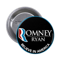 Romney Ryan Believe In America Round Black Buttons