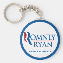 Romney Ryan Believe In America Round Blue Border Key Chains