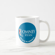 Romney Ryan Believe In America Round Blue Coffee Mug