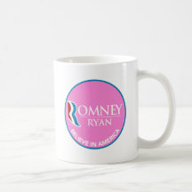 Romney Ryan Believe In America Round Pink Coffee Mugs