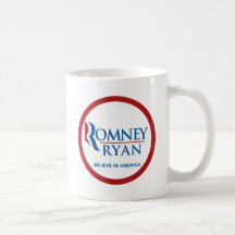 Romney Ryan Believe In America Round (Red Border) Coffee Mug
