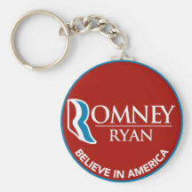 Romney Ryan Believe In America Round Red Key Chain