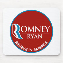 Romney Ryan Believe In America Round Red Mousepad