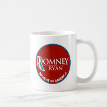 Romney Ryan Believe In America Round Red Coffee Mug