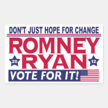 Romney Ryan Hope Change Rectangle Sticker