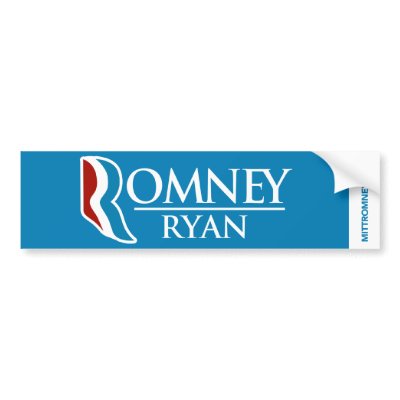 Romney Ryan Logo Bumper Sticker Light Blue