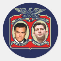 Romney Ryan Retro Round Stickers