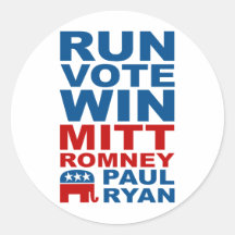 Romney Ryan Run Vote Win Round Sticker