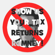 Romney tax returns round stickers