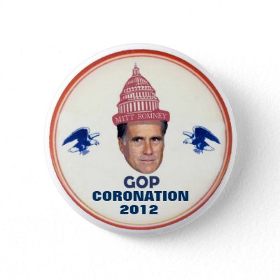 Romney wears the 2012 GOP Ccrown Pin