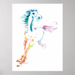 Romping Rainbow Horse Art Poster