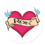 Ron - Custom Heart Tattoo T-shirts & Gifts stickers