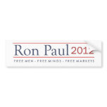 Ron Paul 2012 Free Men Free Minds Free Markets bumper stickers