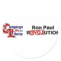 Ron Paul Campaign For Liberty Revolution Round Sticker