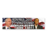 Ron Paul & Cynthia McKinney 2012 Peace Party bumper stickers