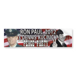 Ron Paul & Dennis Kucinich 2012 Peace Party bumper stickers