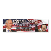 Ron Paul & Dennis Kucinich for 2012 White House Bumper Stickers