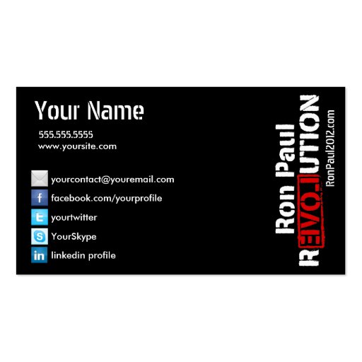 Ron Paul Revolution Card Business Cards