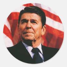 Ronald Reagan American Flag Portrait Sticker