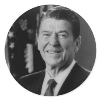Ronald Reagan B&W Portrait Round Stickers