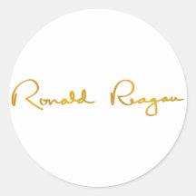 Ronald Reagan Gold Signature Round Sticker
