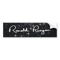 Ronald Reagan Signature In A Starry Sky Bumper Sticker