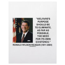 Ronald Reagan Welfare's Purpose Eliminate Need Letterhead