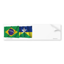 Rondônia & Brazil Waving Flags Bumper Stickers