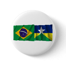 Rondônia & Brazil Waving Flags Buttons