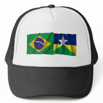 Rondônia & Brazil Waving Flags hats by Vexillophile Rondônia & Brazil Waving Flags hats