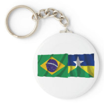 Rondônia & Brazil Waving Flags Key Chain