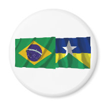 Rondônia & Brazil Waving Flags Refrigerator Magnet