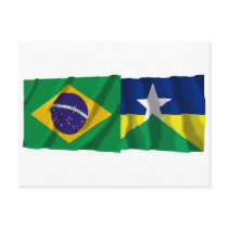 Rondônia & Brazil Waving Flags postcards