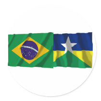 Rondônia & Brazil Waving Flags Sticker