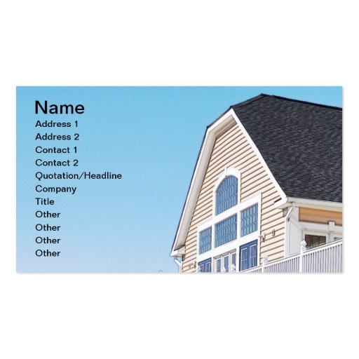roof and exterior of a modern building business cards (front side)
