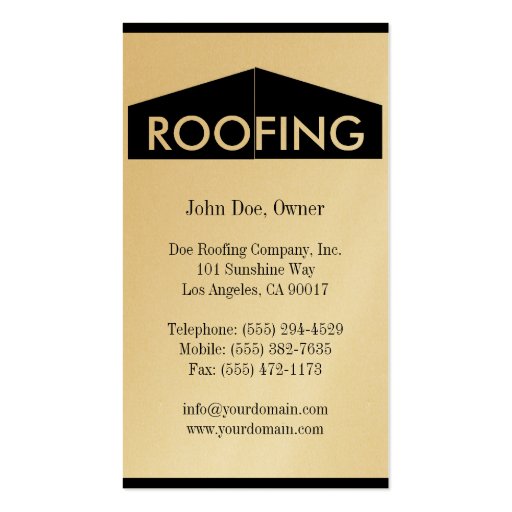 Roofer/Roofing Company Golden Business Card (back side)