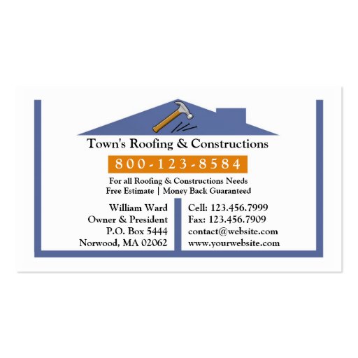 Roofing / Construction Business Card (front side)