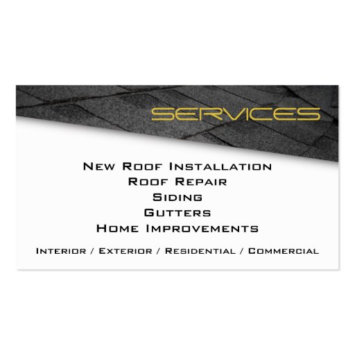 Roofing Professional Business Card Yellow (back side)